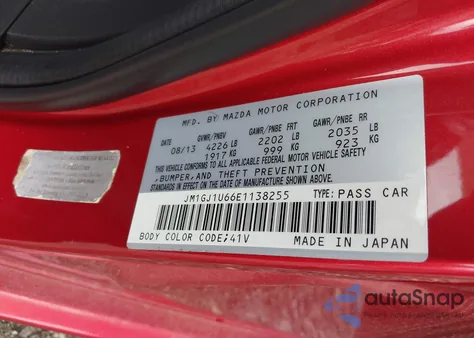 2014 Mazda Mazda6 I Sport z USA, uszkodzony, nr VIN JM1GJ1U66E1138255